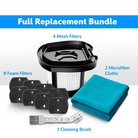 Replacement Filters for Bissell Pet Hair Eraser Handheld Vacuum – Compatible with Bissell 2390, 2390A, Pet Eraser, Cordless Hand Vacuum – Includes Filters, Cleaning Brush & Microfiber Cloths