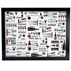 MTS Wooden Lap Trays with Bean Bag Cushion - Wine Design - Large Padded Tray for Adults - Suitable for Food, Work, Drinking, Art, TV, Sofa, Bed - Great for Wine Enthusiasts