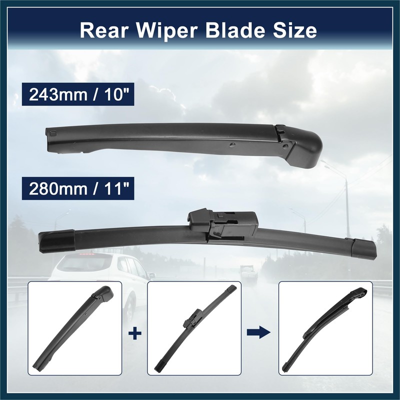 TUCKBOLD Rear Windshield Wiper Blade Arm Set for Ford Ecosport
