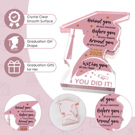 2025 Graduation Gifts for Her Class Of 2025 College Graduation Decoration, Inspirational Positive Congratulations Graduation Quote Behind You All Your Memories Party Favors Acrylic Plaque Desk Decor