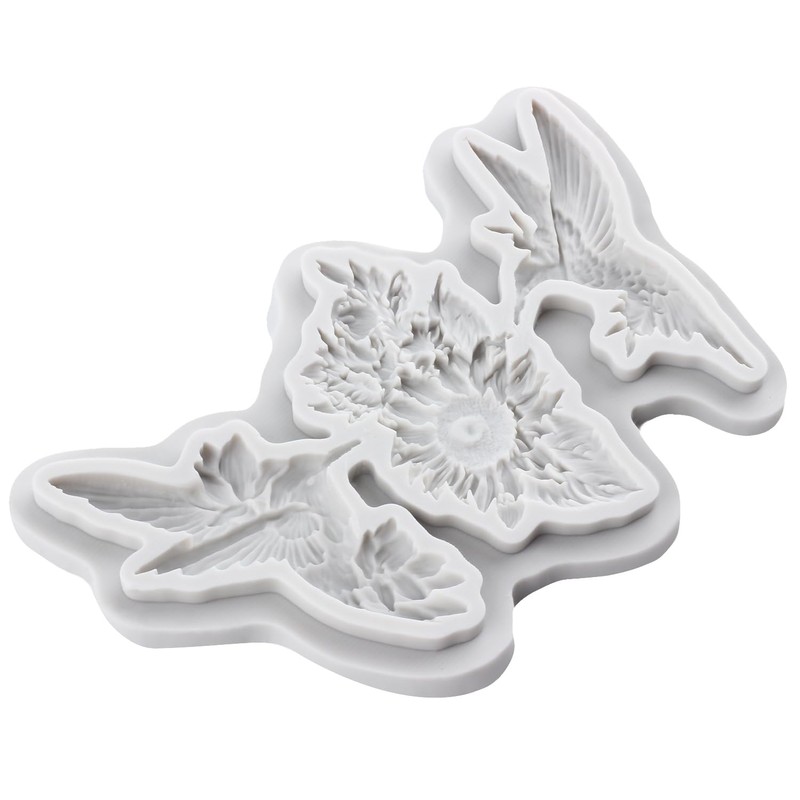 TAOXIBEI Hummingbird Polymer Clay Mold Bird Clay Molds Flower Silicone