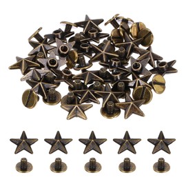 PATIKIL 12.5mm Star Rivets, 25 Sets Leather Rivets Studs Rivets Double Cap Spikes Rivet for Leather Crafting for Decor Repair DIY Clothing Belts Bags Shoes, Bronze Tone