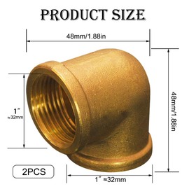 2 pieces brass angle 90°, 1 inch female thread/female thread, G1 brass elbow, 90 degree thread fitting made of brass, 1 inch female x 1 inch female thread pipe angle, DN25 pipe angle elbow adapter,