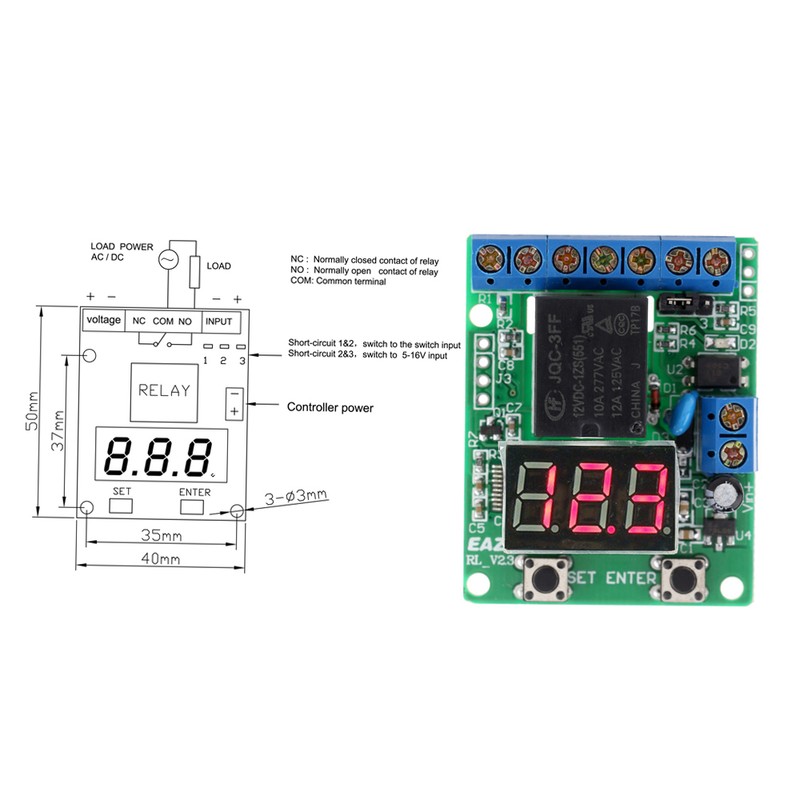 DC 12V Voltage Detection Charging Discharge Monitor Test Relay Switch
