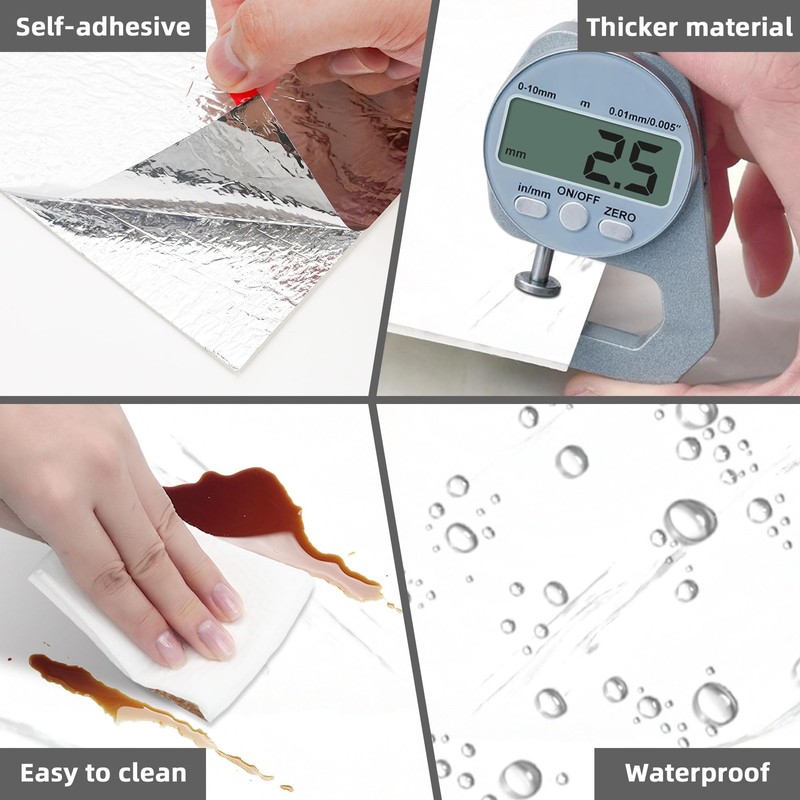 WAPANE Peel and Stick Tile Shower Waterproof Marble Tiles Wall