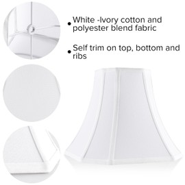 JERHOUS White - Ivory Square Cut Corner Bell Lamp Shade Set of 2 Medium Lampshade 6.5``Top×13``Bottom×10.6``Hight(Spider) Modern Lamp Shade for Table & Floor Lamp - Lampshade Replacement