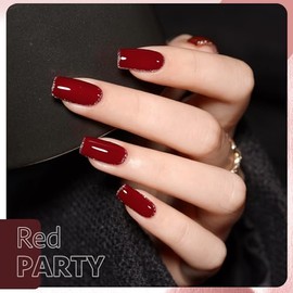 GAOY Juego de Esmalte de Uñas de Gel Rojo, 8 Colores Burdeos Escarlata Carmín Oscuro Brillo Rojo Remojo Kit de Esmalte de Gel para Salón y Arte de Uña