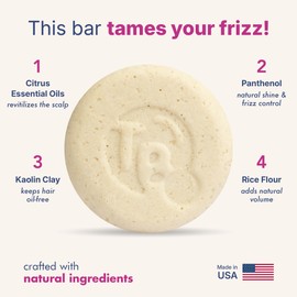 Tree Bottle Pro-Vitamin B5 + Citrus Shampoo Bar for Frizz Control - Natural Shine & Softness - Shampoo for Women and Men - Free of Parabens & Sulfates - Made in USA - 4.5oz