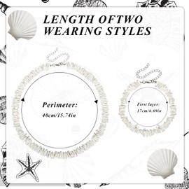 DPKOW White Shell Necklace Bracelet for Woman Girls, Hawaiian Boho Necklace Bracelet Seashell Beaded Jewelry Accessories, Bohemian Jewelry Summer Beach Accessories Woman