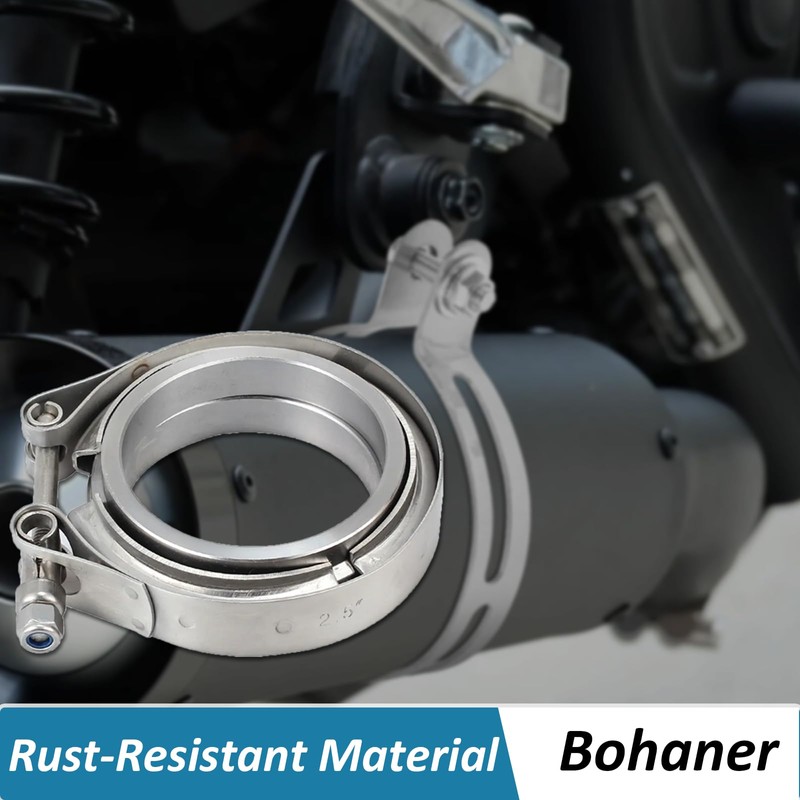 Bohaner 2.5" Inch 63mm Stainless Steel V-Band Clamp & Flat