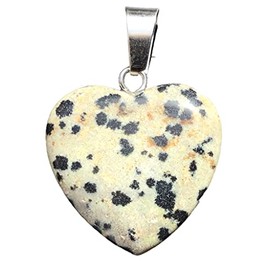 Steinfixx® - Genuine Gemstone Heart Pendant with Silver Eyelet | 26 Variants | for Lovers | Chakra Stone | Healing Stone | 20 x 20 mm (Dalmatian Jasper)