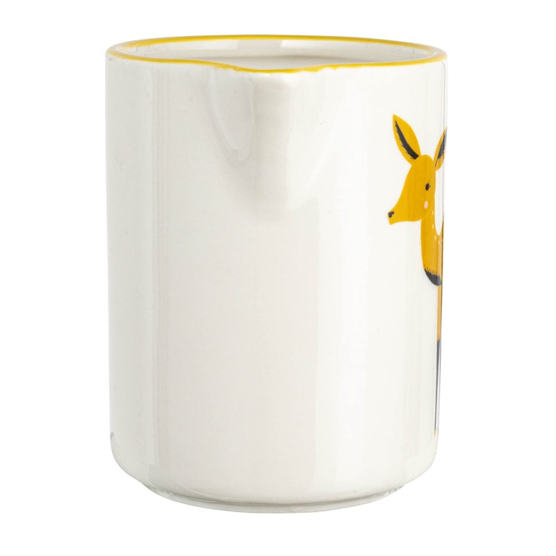 Creative Co-Op Stoneware Painted Deer, Multicolor Creamer, Ivory