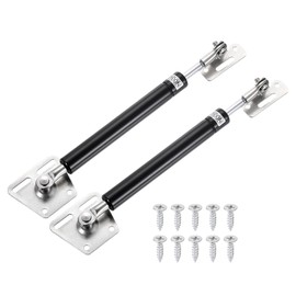 sourcing map 2Pcs Lid Support Hinges, 100N Gas Struts Soft Close Folding Lid Stay Hinges Automatic Slow Lowering Pneumatic Lid Buffer for Cabinet Closet Wardrobe, Black