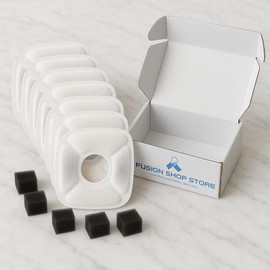 Cat Water Fountain Filter Replacement (7-Pack) with Pre-Filter Sponges – Triple Filtration Activated Carbon – Fits Square 84 oz/2.5 L Automatic Cat & Dog Water Dispenser