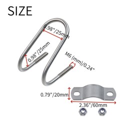 Nicerity 6 Pcs Stainless Steel Double U-Shaped Screw Bolt Cross Pipe Clamp Hose Wire U Clamps Hose Bracket Tube Holder Vertical Connector, M6 Thread