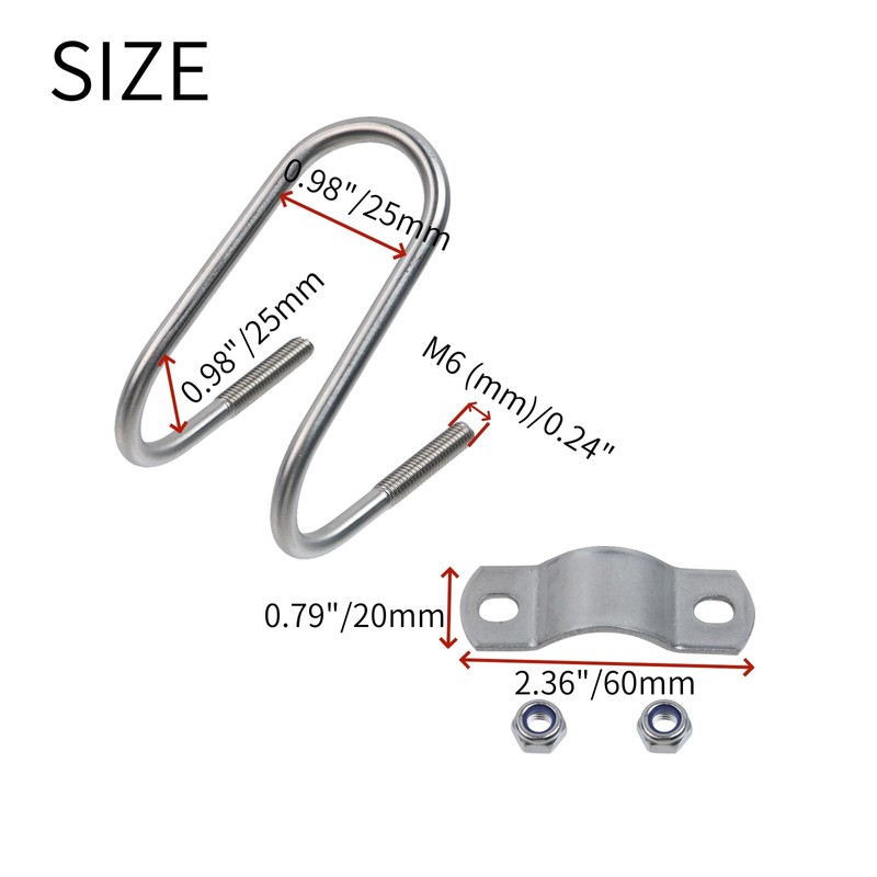 Nicerity 6 Pcs Stainless Steel Double U-Shaped Screw Bolt Cross