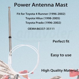 Amavoler Power Antenna Aerial Mast Fit for Toyota 4 Runner 1996-2002,Toyota Prado 1996-2002,Toyota Hilux 1998-2005. OEM#: 86337-35111.