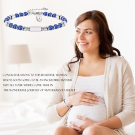 JETBON Mum To Be Gifts,Pregnancy Gifts for Mum Expecting,Baby Feet Blue Bracelet for Women Mummy New Mother First Time Mum Maternity Presents Mothers Day Christmas Jewellery Ideas