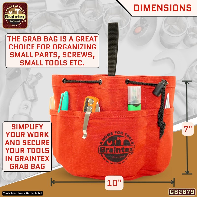 Graintex 18 Pockets Grab Bag Rip-stop Canvas Drawstring Closure, Small