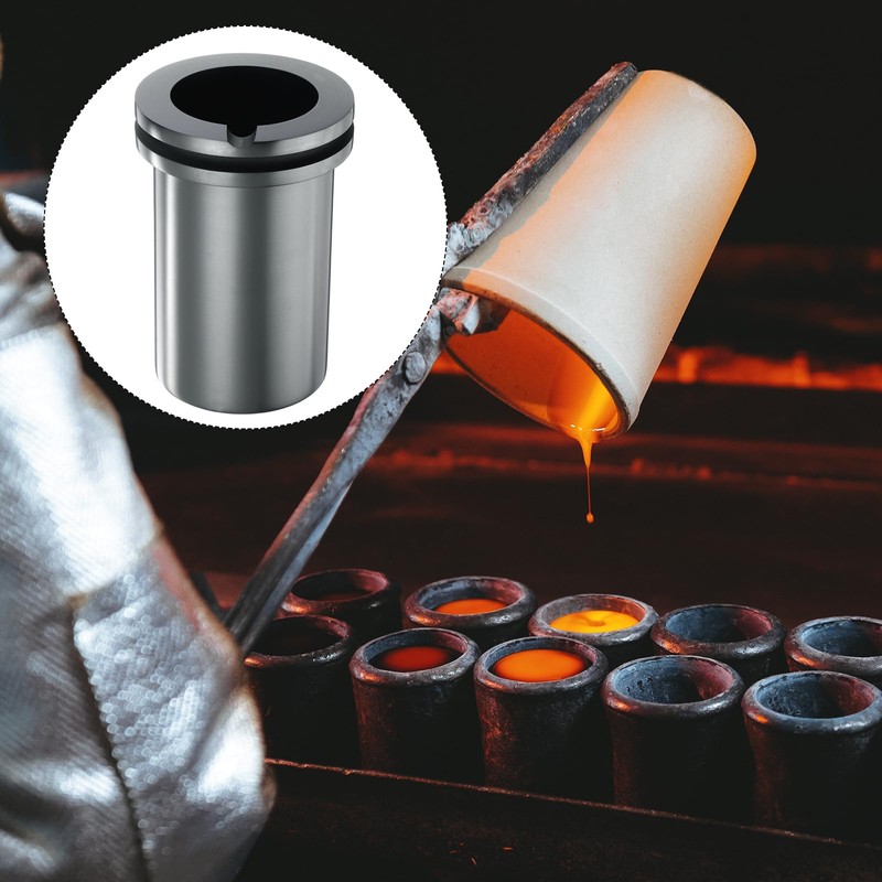 Sourcing Map Graphite Crucible, 4kg High Purity Graphite, Grooved Design,