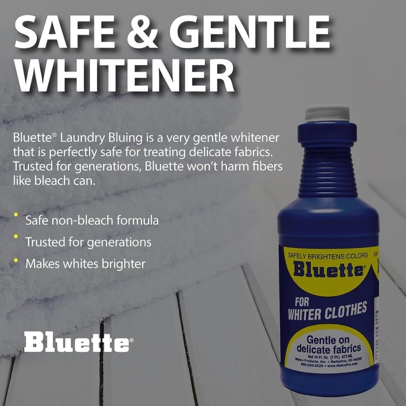 Bluette Concentrated Liquid Laundry Bluing 32oz – Restores Whiteness &