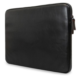 Real Leather Laptop Case/Zipped Folio Bag with Inner Pocket & Wool Lining Compatible with Apple Macbook, HP, Dell, Asus, Levovo (16 Inch - Black)