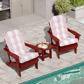 Crestlive Products Adirondack Chair Cushion Outdoor Rocking Chair Cushions Waterproof Fade Resistant 50x20x4 Inch High Back Patio Thick Replacement Cushions Pink Stripe