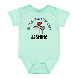 TATY Kids My First Valentine's Day Jasmine Baby Infant One Piece Bodysuit 6 Months Chill Blue