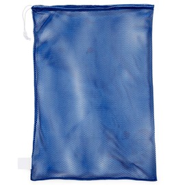 Champion Sports Mesh Sports Equipment Bag- Blue, 24" x 36"- Multipurpose, Nylon Drawstring Bag w/ Lock and ID Tag, for Sports Equipment, Balls, Swimming Gear - Breathable Stuff Sack