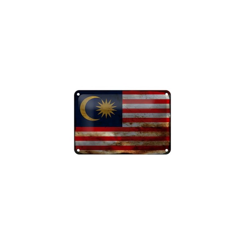 Blechschild 18 x 12 cm Rost Wappen Flagge Malaysias Flag