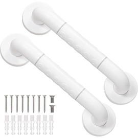 YGHSZ 2 Pack Anti Bathroom Grab Rail,White Stainless Steel Shower Hand Rail,Safety Hand Rail Support for Elderly, Children and Disability