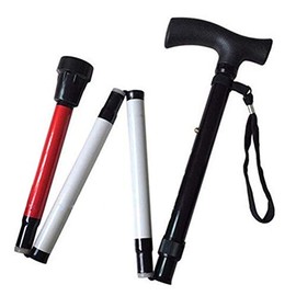 Adjustable Folding Support Cane for the Blind 33 inch - 37 inch (Folds Down 4 Sections)