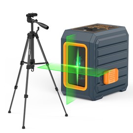CIGMAN Laser Level with Tripod, (36.6 inch) 100Ft Self-Leveling Green Cross Line Laser, 150° Vertical Beam,Outdoor & Indoor Use – Picture Hanging, Tiling, Construction – Battery & Bag Included