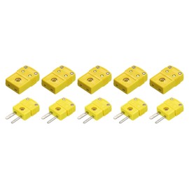 QUARKZMAN K-Type Thermocouple Wire Connector Female Plug Adapter High Temperature 220°C (428°F) for Thermocouple Sensor Probe Yellow Set of 5
