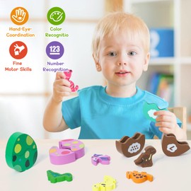 LZDMY Baby Wooden Montessori Dinosaur Toys for 1 2 3 Year Olds, Babies Sensory Toys Dino Eggs Sorting Matching Game, Toddlers Educational Toy for 12+ Months, Baby Boys Girls 1st Birthday Gift