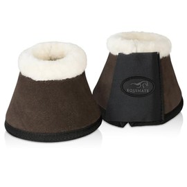 Equinate Sunville Bell Boots with Suede and Synthetic Lambskin XL Brown - Robust and Shock Absorbing Bell Boots - Hoof Protection for Training and Tournaments - Set of 2