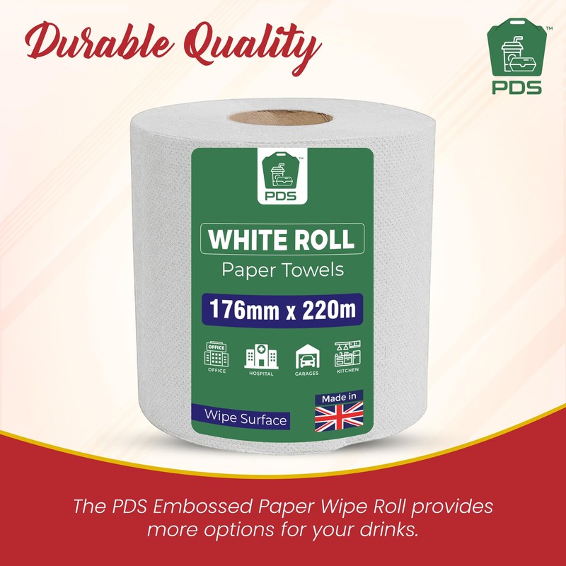 PDS Kitchen Paper Towel - Blue Centrefeed Kitchen Tissues (White,