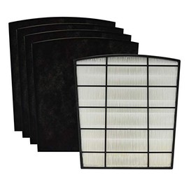 PUREBURG Replacement 1 x HEPA Filter and 4 x Carbon Pre-Filters Compatible with LivePure LP-HF550 LP-PF150 Fits LivePure LP550TH Bali Multi-Room True HEPA Console Air Purifiers