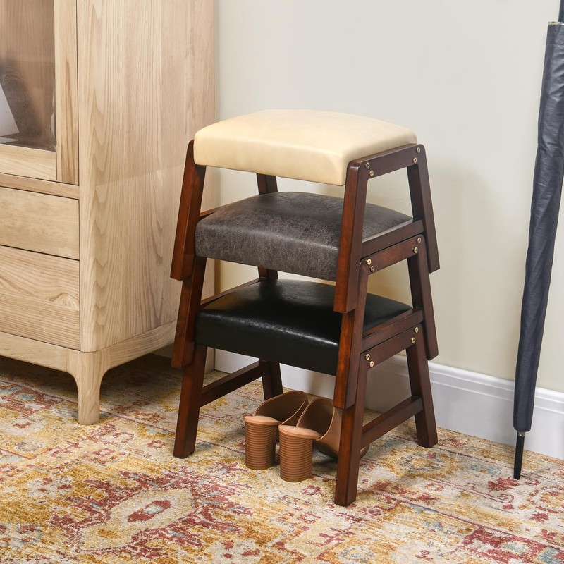 JESONVID Small Foot Rest Ottoman, 11.8" H PU Leather Rectangle