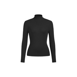 CIDER Women’s Mock Turtleneck Tops Long Sleeve High Neck Knit Solid T Shirts Sweaters: Black, M