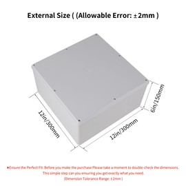 12" x 12" x 6" ABS Plastic Dustproof Waterproof Box IP65 Junction Boxes Project Junction Conduit Box for Electrical Outdoor Enclosure