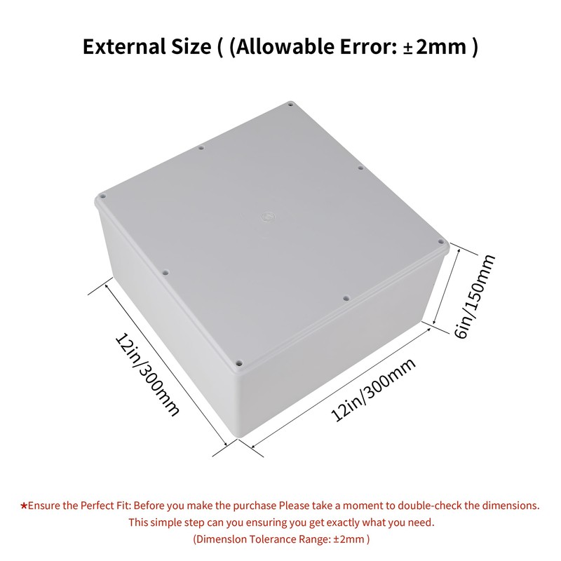 12" x 12" x 6" ABS Plastic Dustproof Waterproof Box