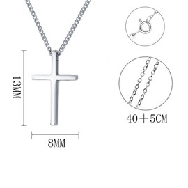 HinDaLi 925 Sterling Silver Necklace Silver Cross Pendant Necklace for Women Silver Pendant Necklace Silver Cross Necklace Women Silver Cross Chain Necklace Girls Ladies Necklace Female Chain 40+5CM