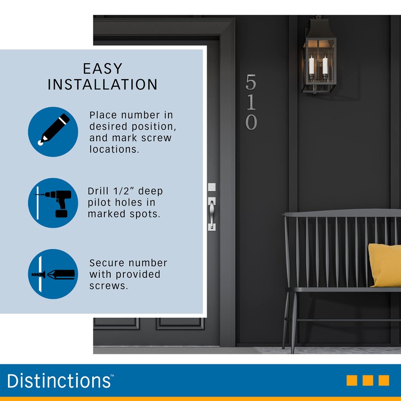 Distinctions by Hillman 843329 4-Inch Brushed Nickel Flush-Mount House Number