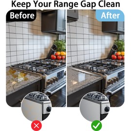 2 Pack Stainless Steel Stove Gap Covers,Stove Gap Filler, Range Trim Kit, Stove Gap Guards, Heat Resistant and Easy to Clean, Easy retractable Length 13.8" to 27.5" with 0.79" Width (Silver)