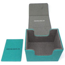 docsmagic.de Premium Magnetic Sideflip Box 100 Mint + Deck Divider MTG PKM YGO Card Box Aqua