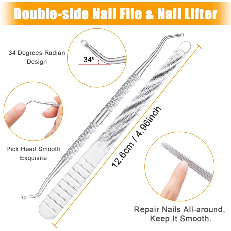 4 Piece Cuticle Pusher Set, Stainless Steel Cuticle Remover, Metal