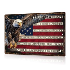 Putuo Decor Patriotic American Eagle Tin Metal Sign, Memorial Day Military Veterans US Decor Outdoor Indoor Vintage Independence Day Wall Art for Home Bar Club Cafe Man Cave Decor 12x8 In