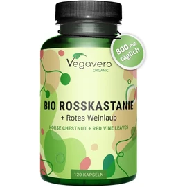 Organic Horse Chestnut Extract Vegavero® | 800 mg with Red Vine Leaves & Acerola Vitamin C | Aescin & Polyphenols | Supports Vein Health & Circulation | Vegan, No Additives | 120 Capsules