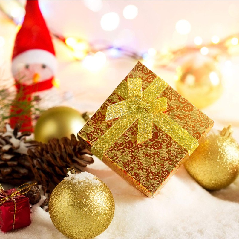 Weihnachtsbogen Band Bogen für Weihnachtsbaum, Weihnachtskranz, Geschenk Dekoration (Gold, Größe